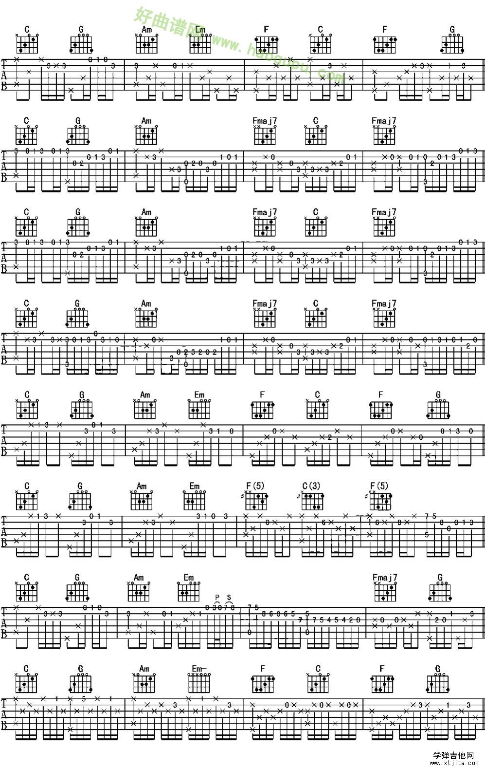 卡農(nóng)吉他譜