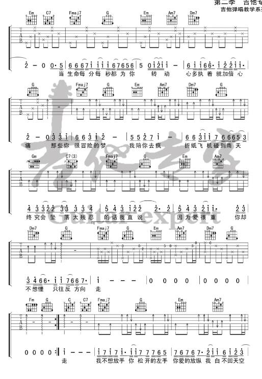 那些你很冒險(xiǎn)的夢吉他譜c調(diào)簡單版 林俊杰