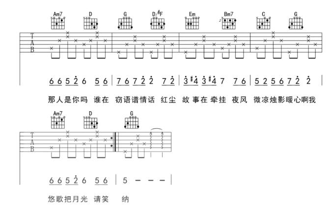 笑納吉他譜簡單版本原版高清譜 花僮