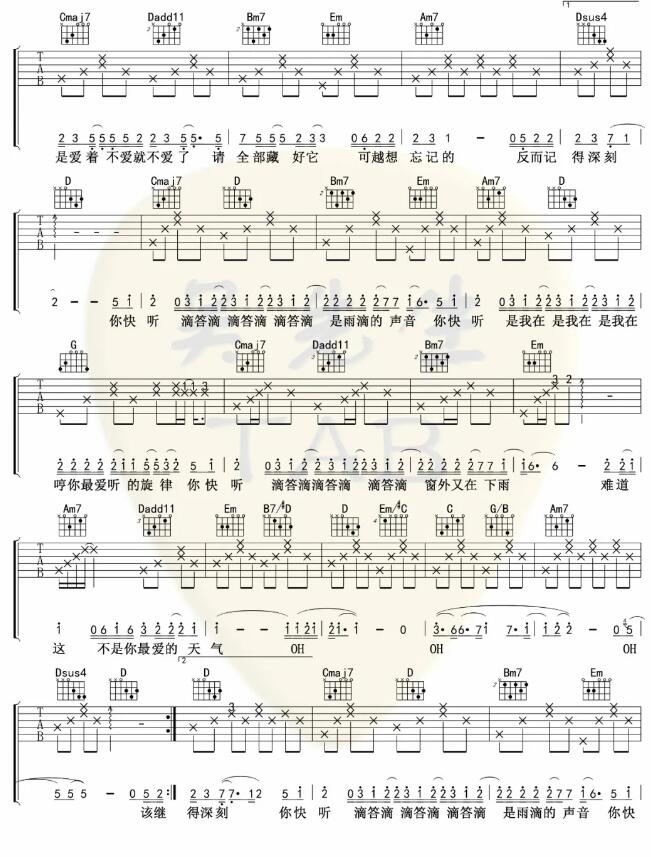 是想你的聲音啊吉他譜傲七爺