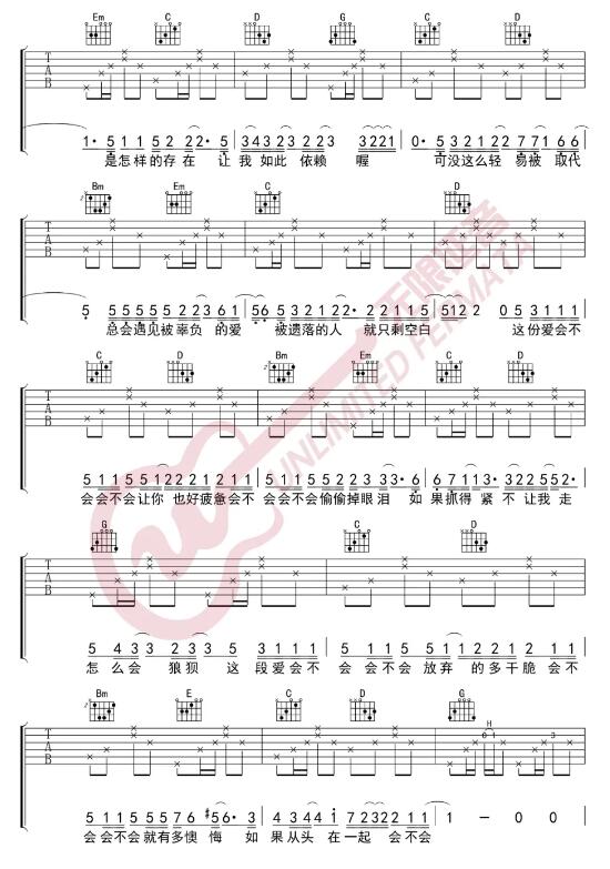 會不會吉他譜簡單版 會不會